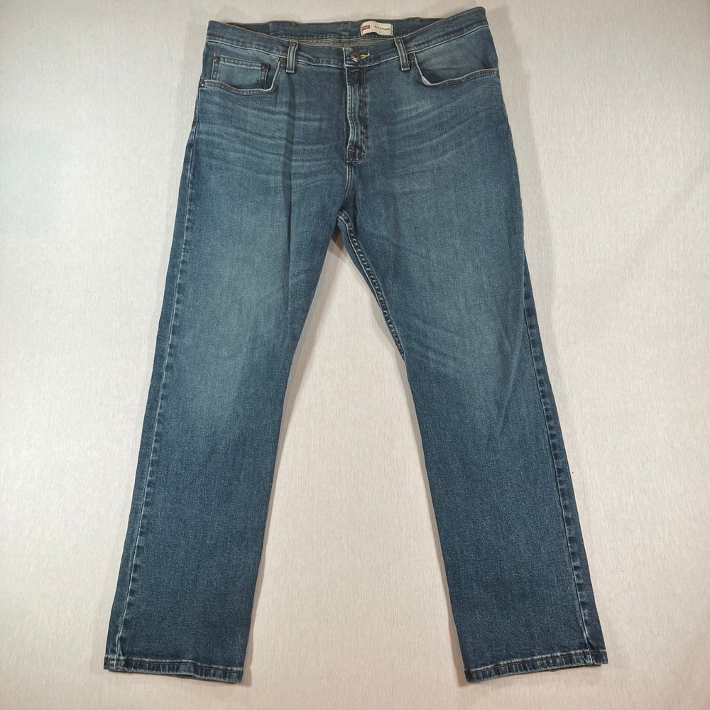 Wrangler Jeans Mens 38x30 Slim Straight Blue Medium Wash Denim Stretch